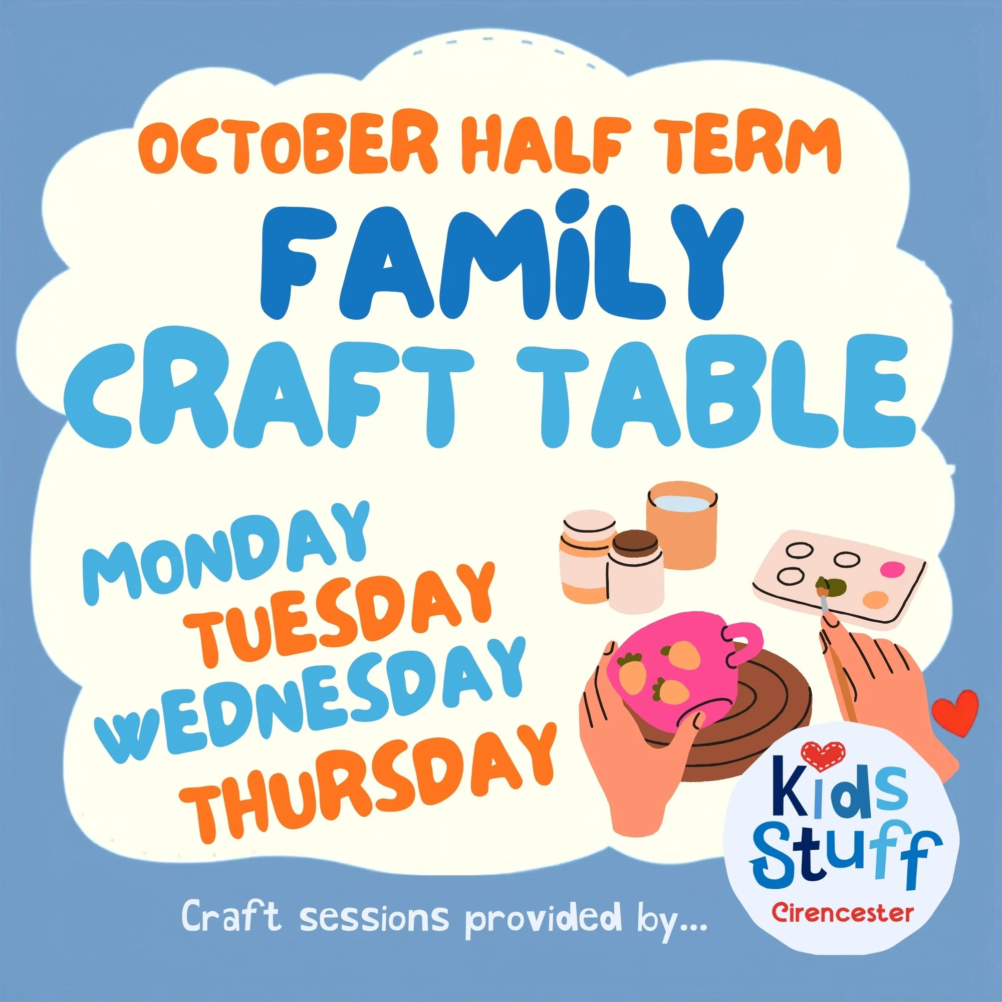 KIDS STUFF’s OCTOBER HALF TERM FAMILY CRAFT TABLE! 