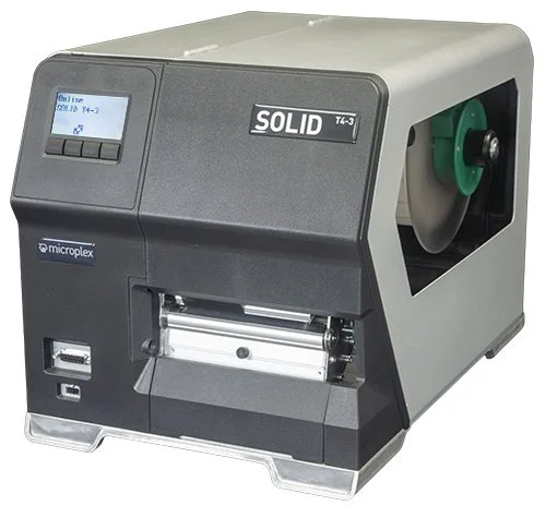 Microplex SOLID T4-3 heavy-duty industrial thermal printer.