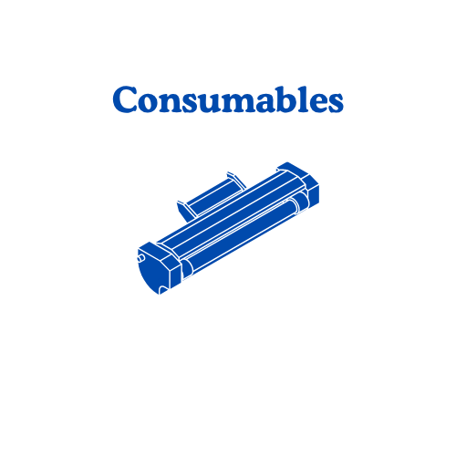 Consumables managed print services logo. Blue