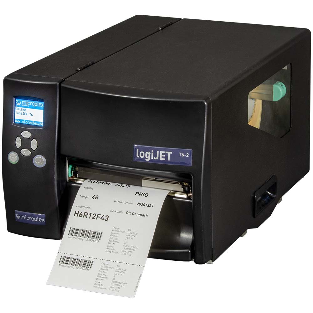 The Microplex logiJET T6-2 printing a 6 inch label