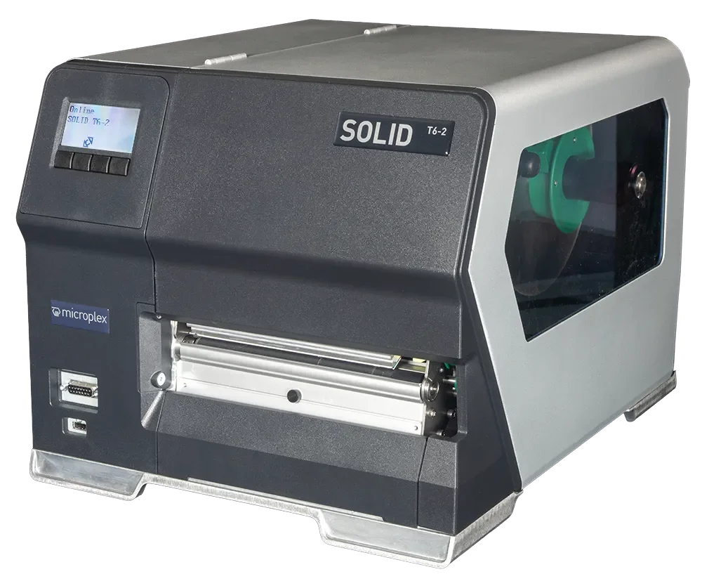 MICROPLEX SOLID T6 front view showing USB port and touchscreen display