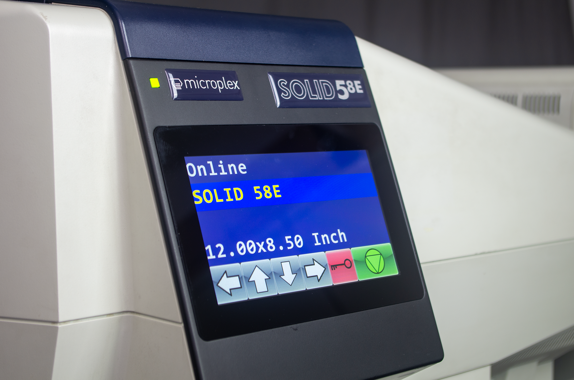 Microplex SOLID 58E MICR continuous forms printer used for banking and financial document production
