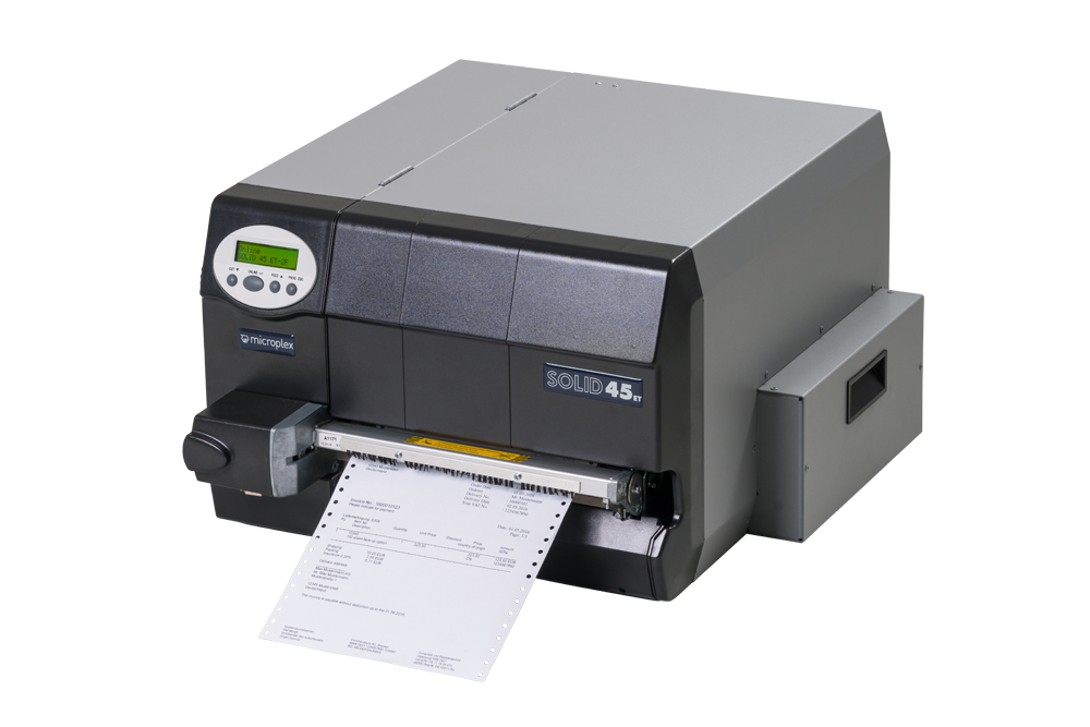 Industrial tractor thermal printer printing continuous fanfold labels and tags