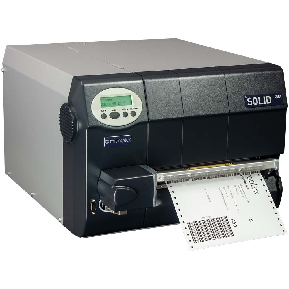 Tractor-fed industrial printer for fanfold labels and warehouse documentation