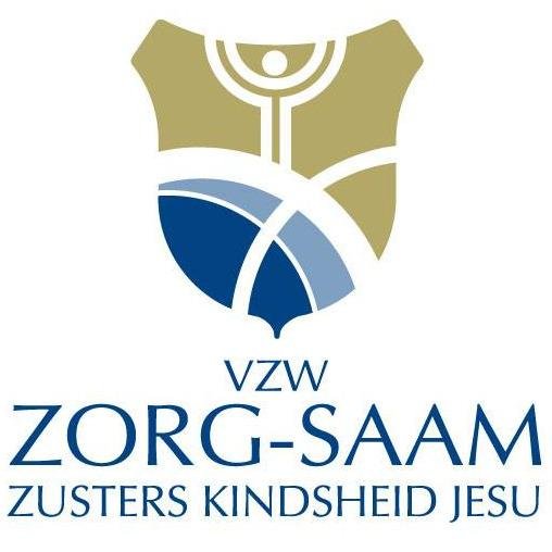 Logo for VZW ZORC-SAAM with text "Zusters Kindsheid Jesu" and an abstract design above.