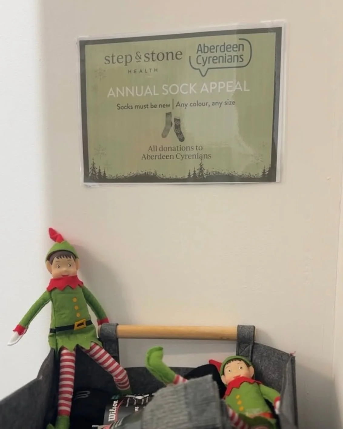 📣 Annual Sock Appeal

It&rsquo;s that time of year again! We&rsquo;re collecting new, unworn socks of all sizes and to support @aberdeencyrenians and our local Aberdeen community this winter❄️🧦

Please hand in your sock donations to reception at St