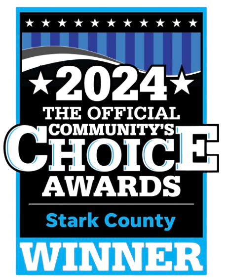 2024 Stark County Choice Awards winner banner with blue background and text.