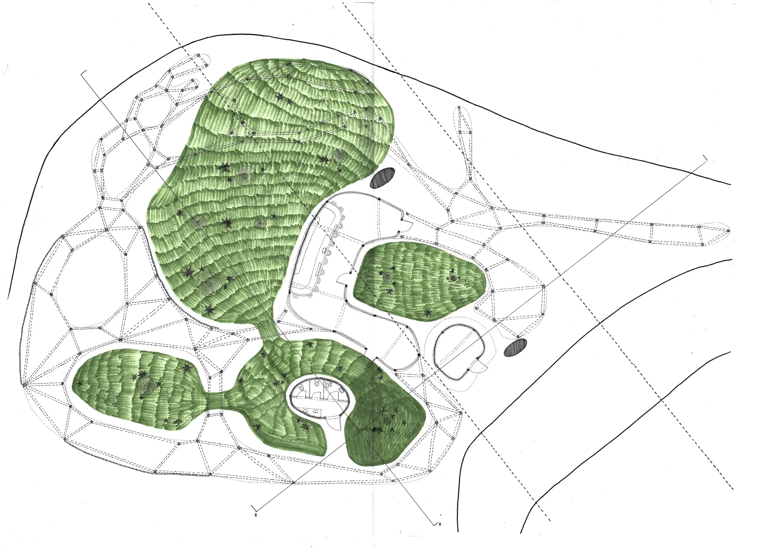 1:100 Floor Plan
Hand drawn
Felt-tip fine liner, alcohol 