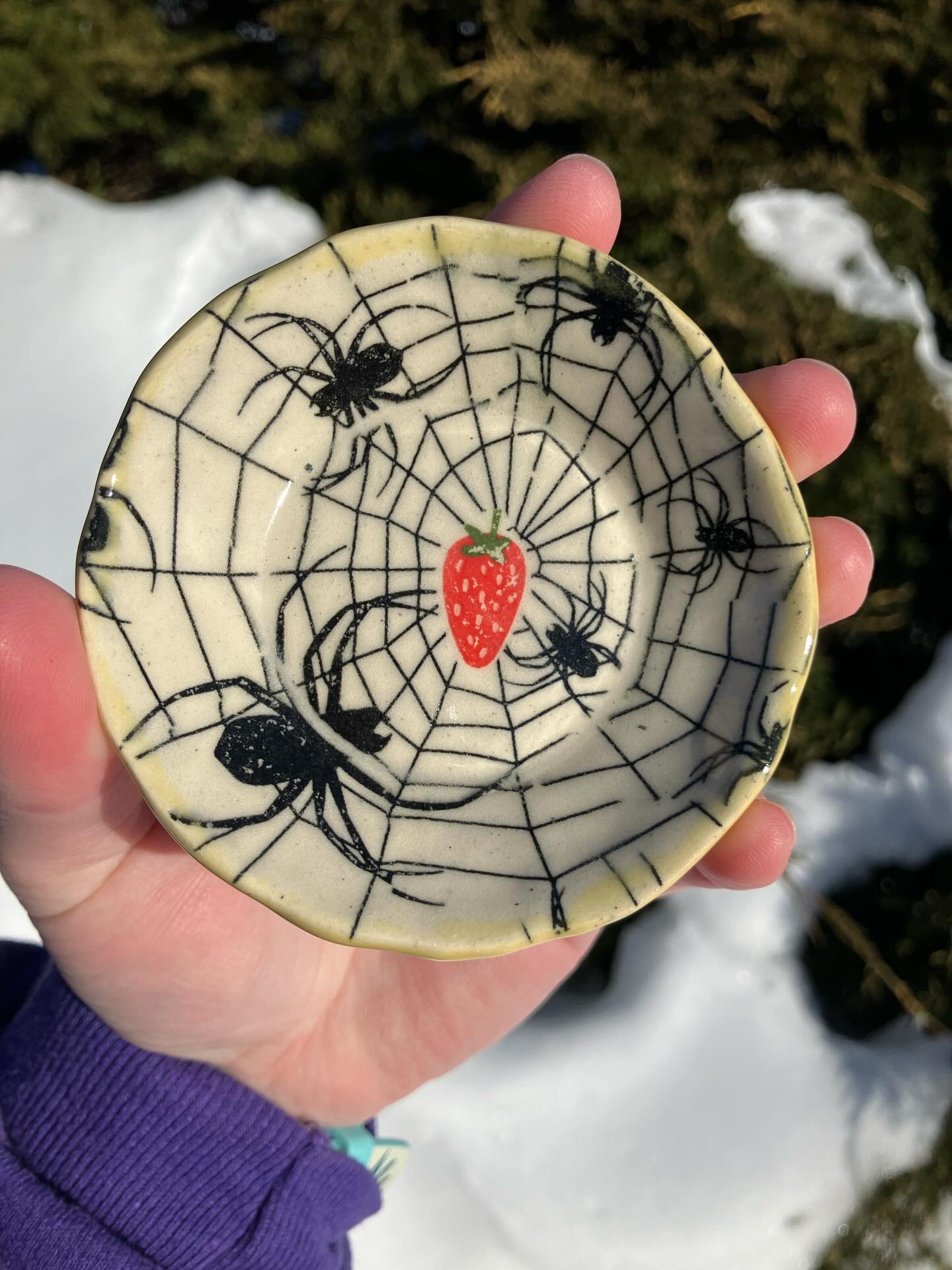 What else should I put in the middle of the spiderwebs 🤔🕸️ I&rsquo;m on a spider kick lately I guess lmao

#pottery #ceramics #handbuiltceramics #handbuiltpottery #ceramicist