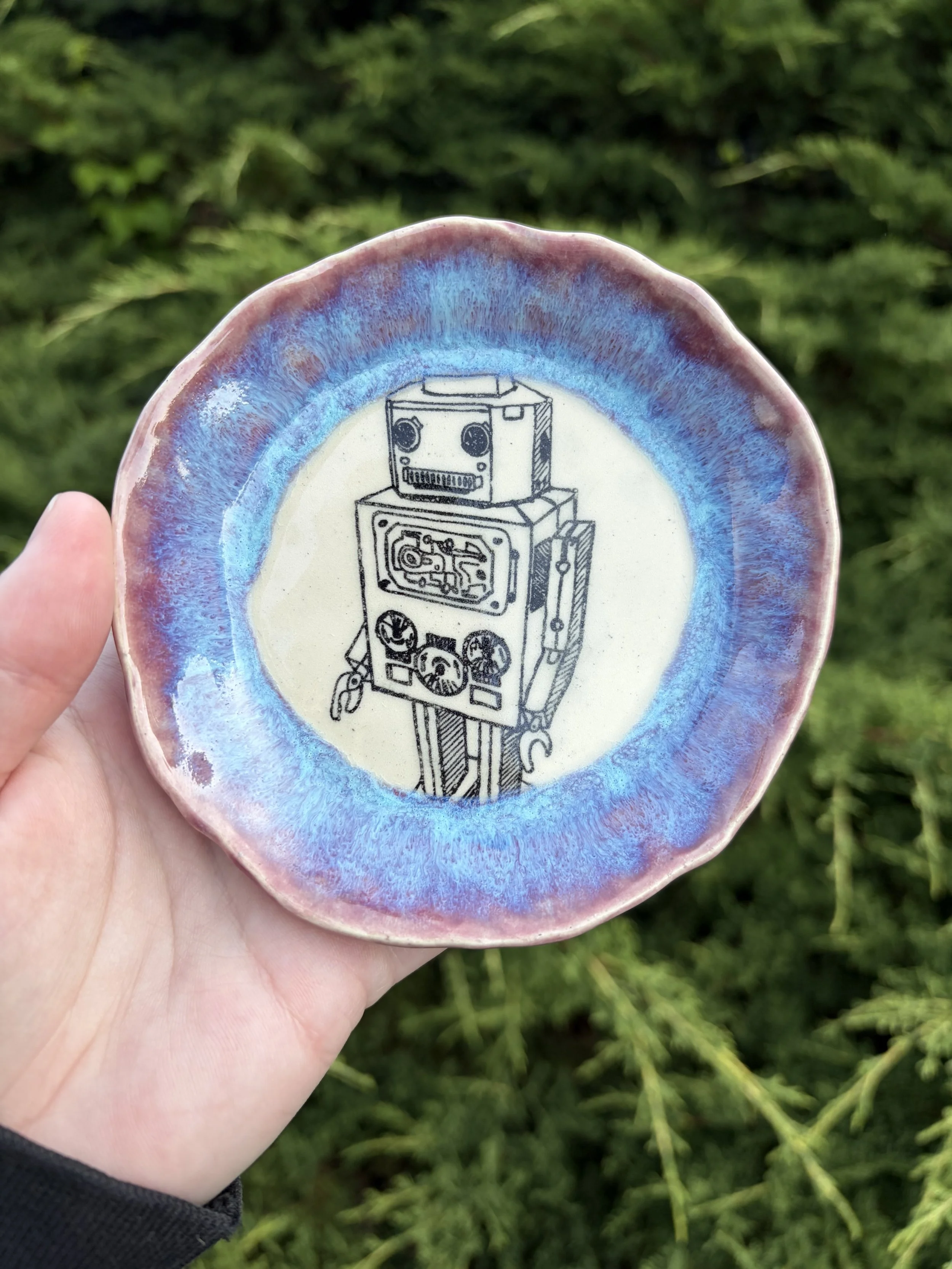 One of my fave glazes: Speedball Midfire Blue Flame