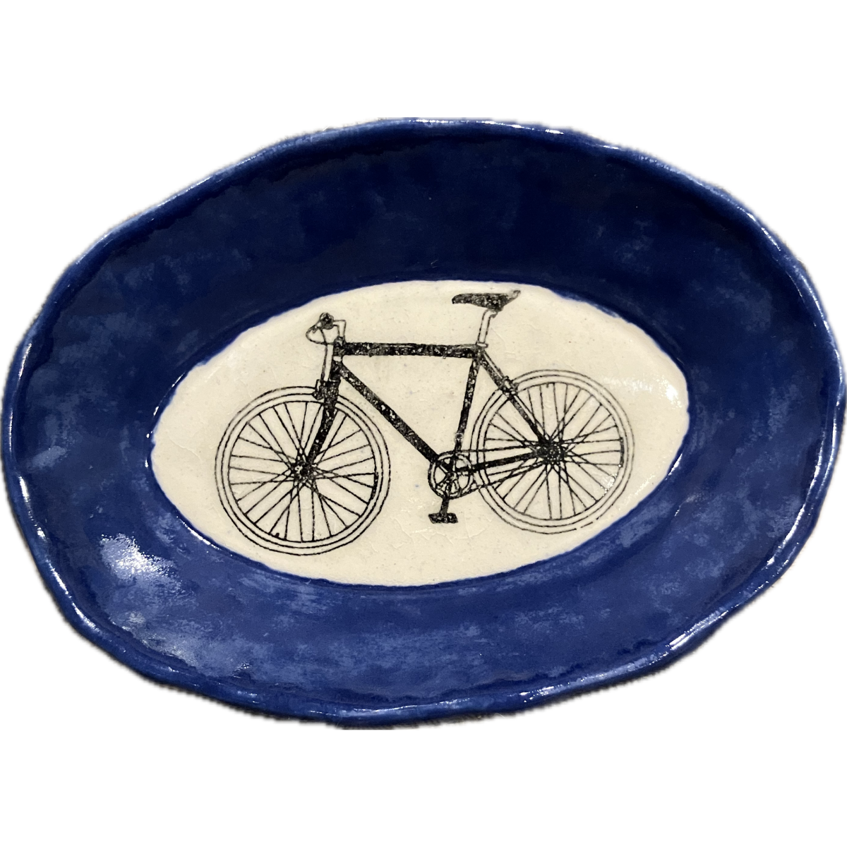 Blue Bicycle Oval Dish