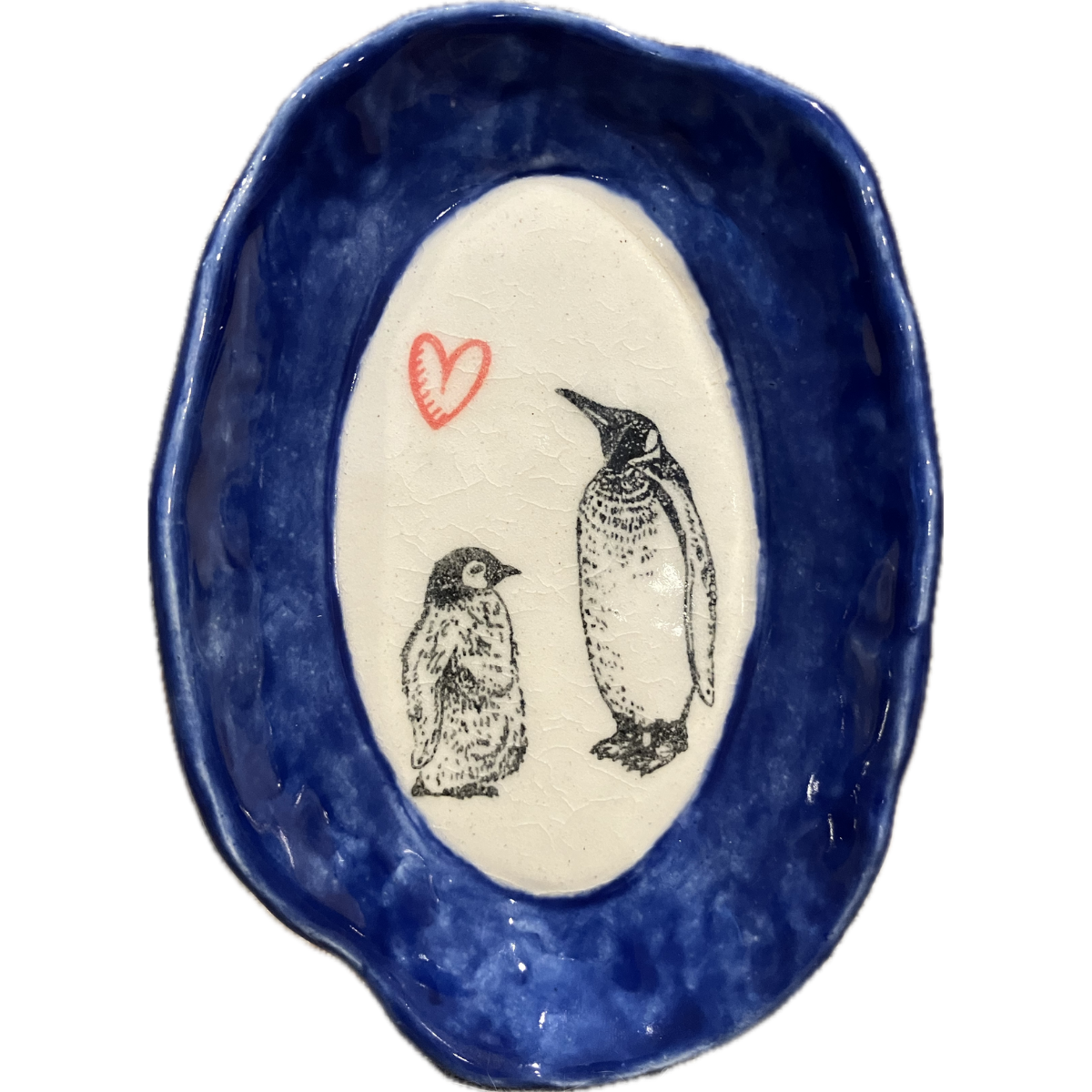 Penguin Heart Oval Dish