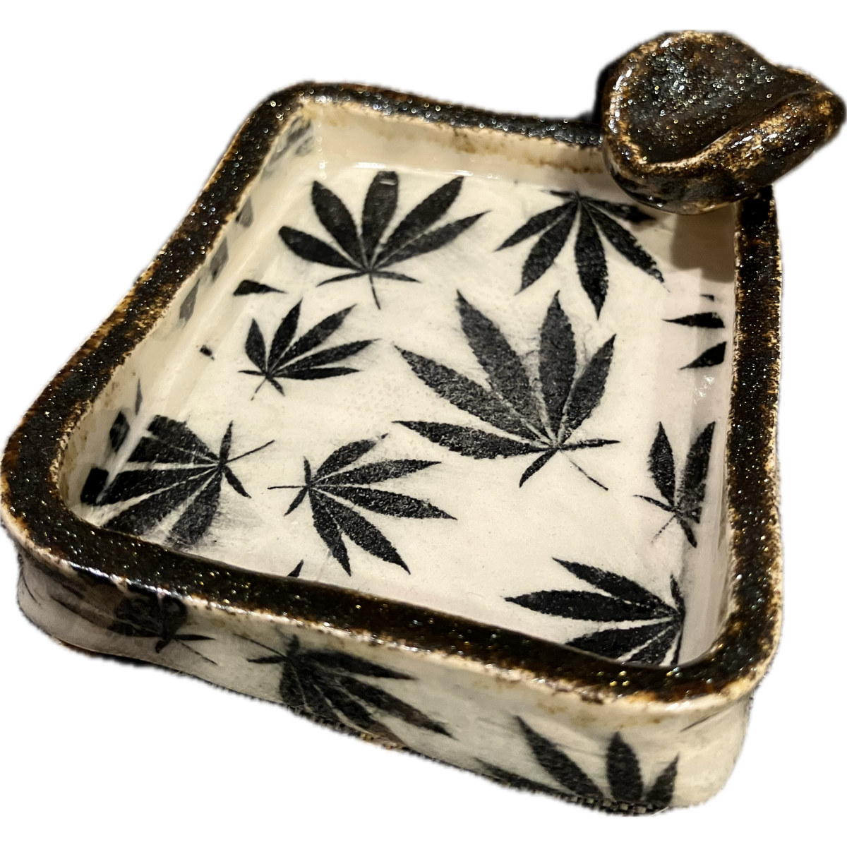Leaf Ashtray (Black/Sparkle)