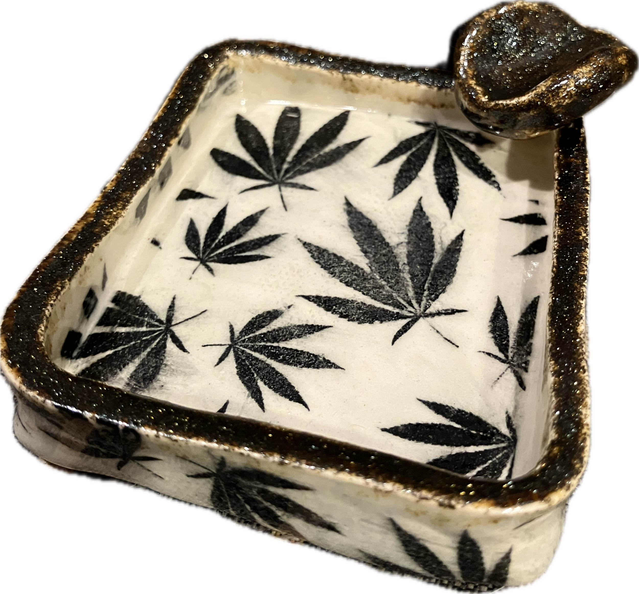 Leaf Ashtray (Black/Sparkle)