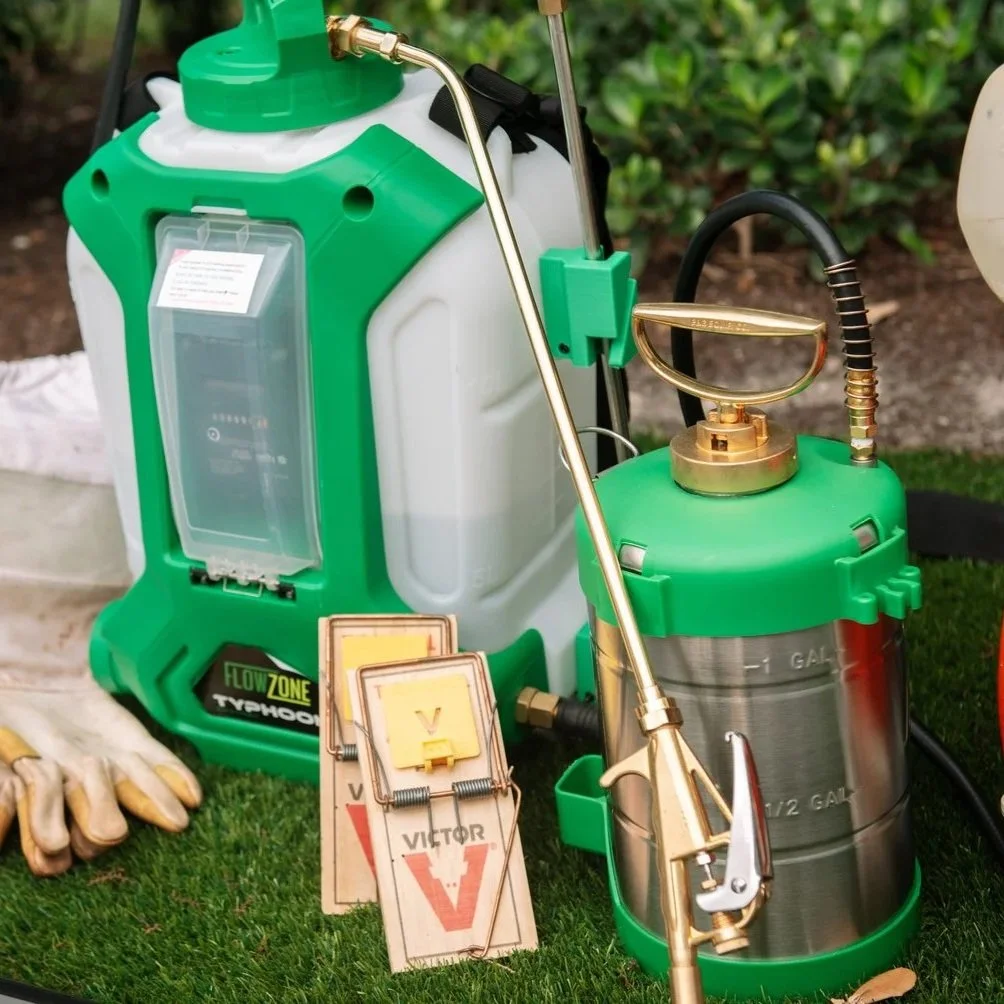 Professional cockroach control equipment and treatment tools prepared for residential pest prevention service at Boca Raton home in South Florida.