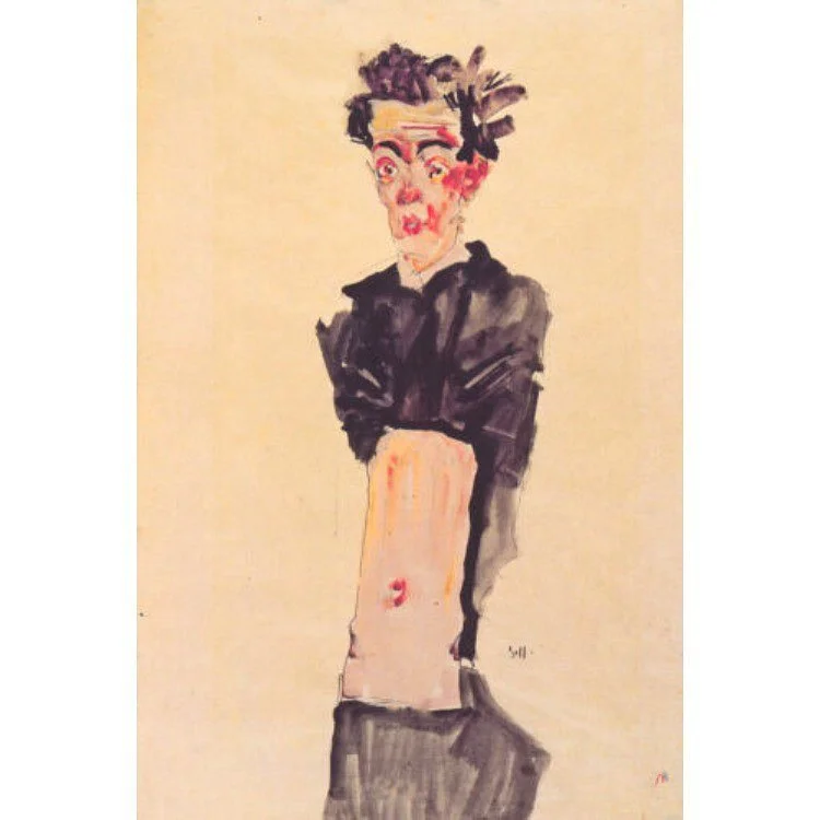 “Self Portrait With Bare Stomach” di Egon Schiele