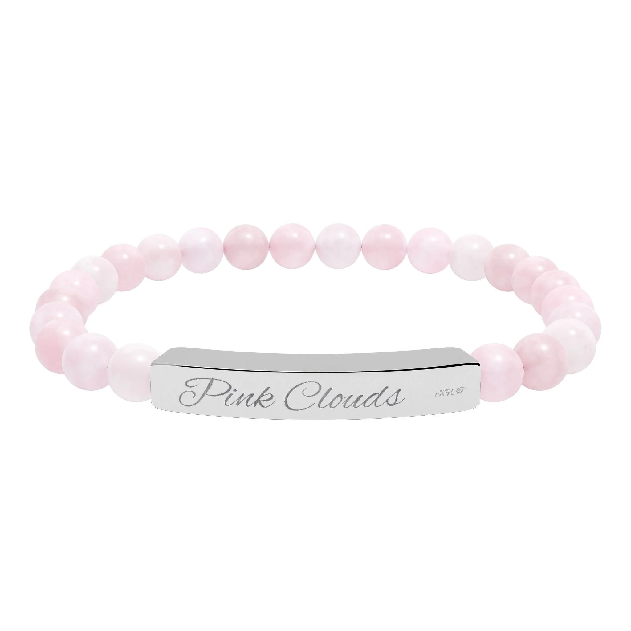 Pink Clouds - Natural Stone Bead Bar Stretch Bracelet