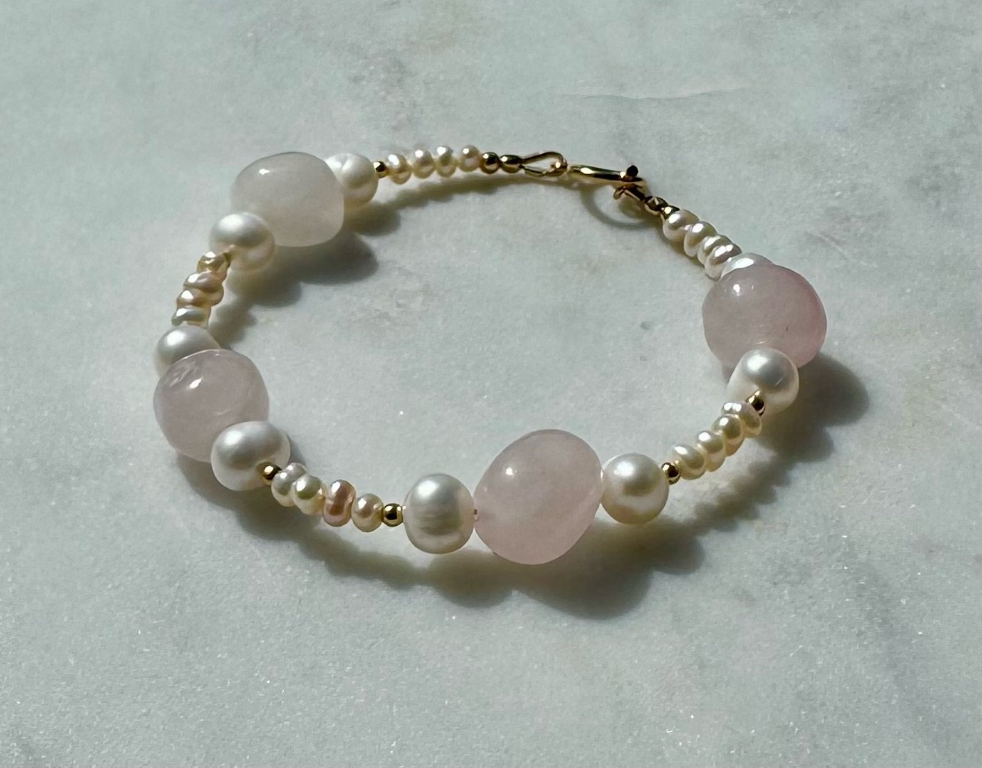 Josie Rose Quartz Nugget and Freshwater Pearl Beaded Toggle Bracelet.jpeg