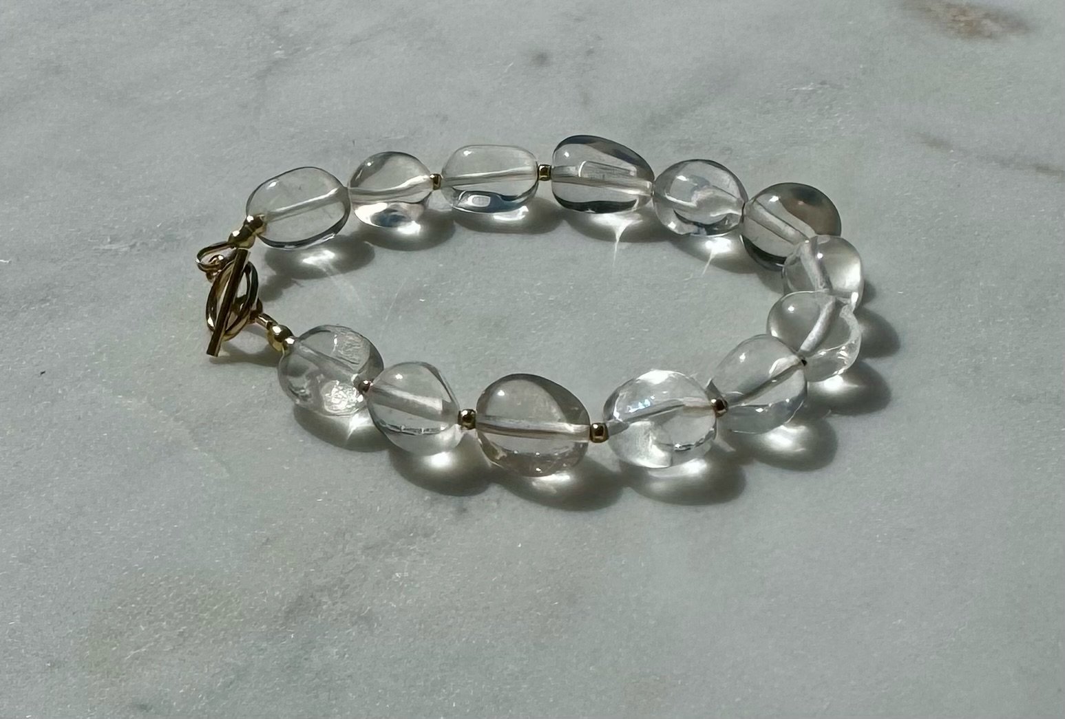 Karena Clear Quartz Nugget Beaded Toggle Bracelet.jpeg