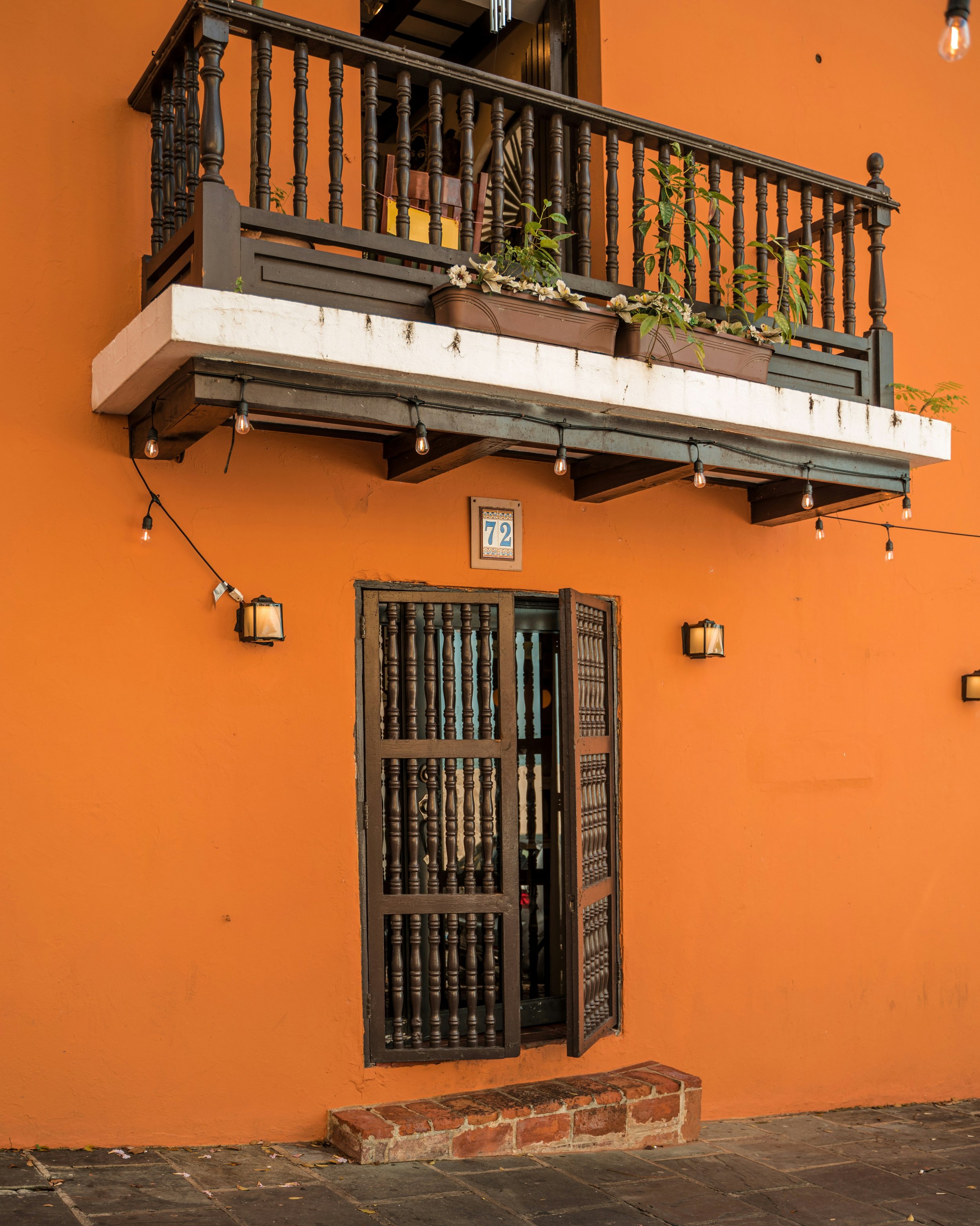 Orange door in San Juan, Puerto Rico