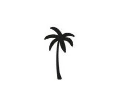 Simple black silhouette of a palm tree on a white background.