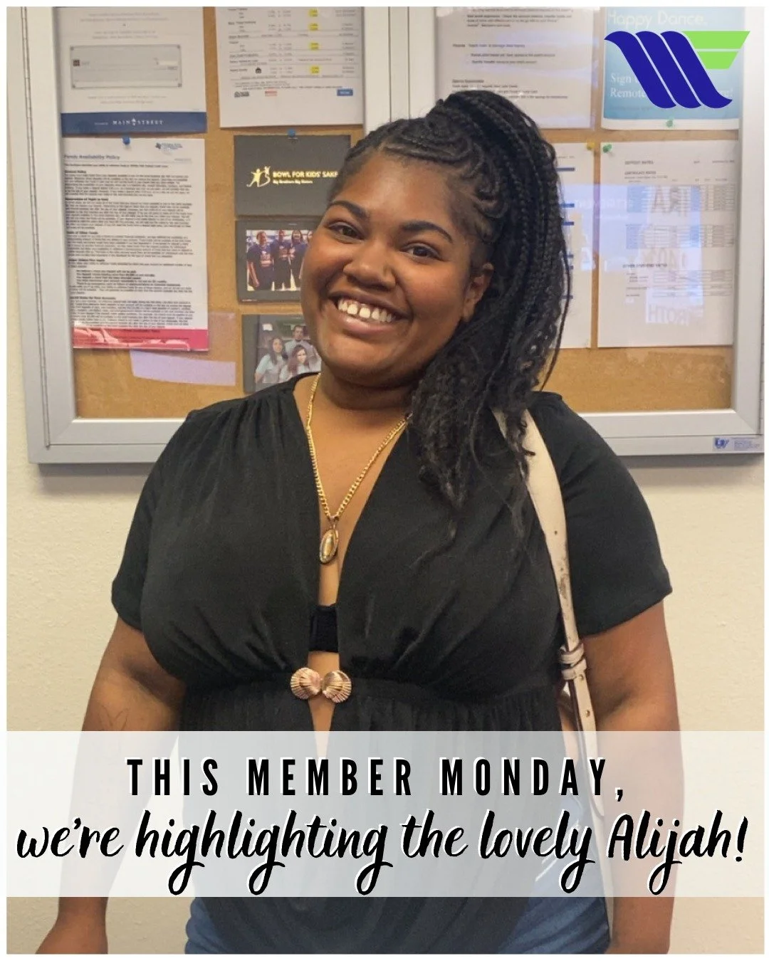 We&rsquo;re kicking off the week with a big smile for Member Monday! 💙

🌟 Today, we&rsquo;re highlighting the lovely Alijah. 

Alijah, thank you so much for being a part of the Wichita Falls FCU community! It is truly an honor to accompany you on y