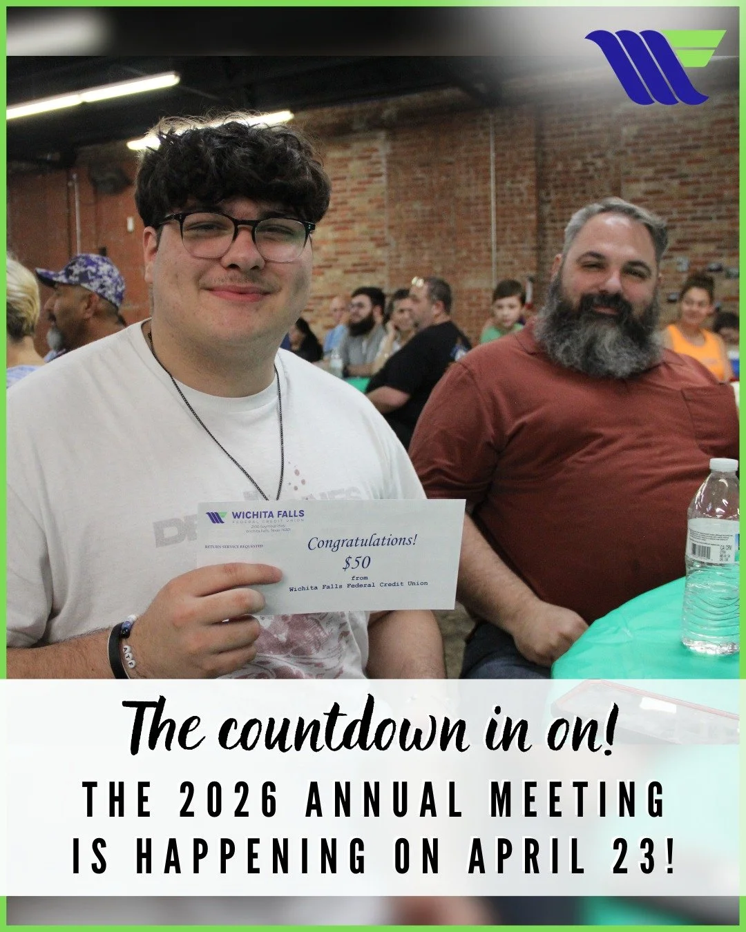 Get ready&mdash;the countdown to the WFFCU 2026 Annual Meeting is on! 🤩💙

Mark your calendars:

🗓️ When: Thursday, April 23
📍 Where: Knights of Columbus - 2250 Turtle Creek Rd
⏰ Registration &amp; Meal: 5:30 p.m. - 6:40 p.m. | Meeting: 6:45 p.m.
