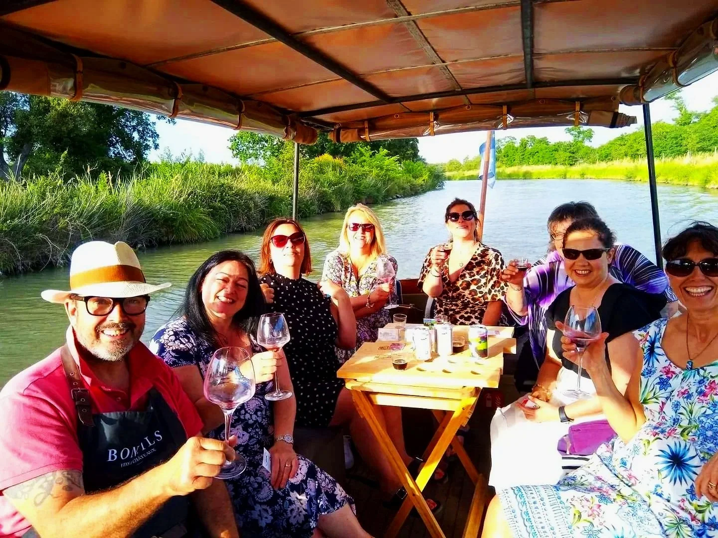 Matthew and his private group on the boat for a food and wine tasting on the canal du midi