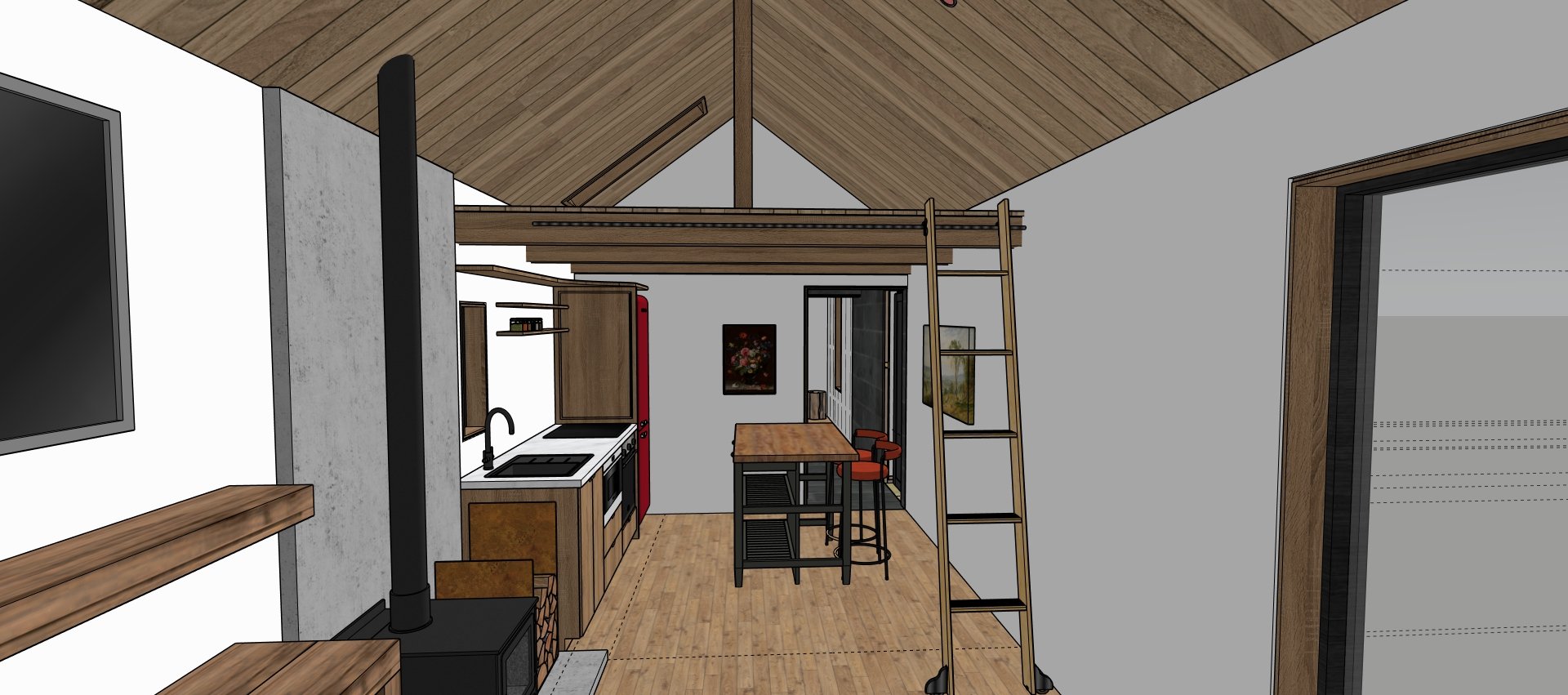 400 SF Cabin - Kitchen and Loft.jpg