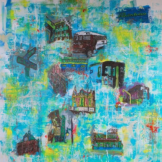 A love letter to my new neighbors &mdash; the ones who only sleep here. Inspired by my podcast conversation with @callmenirupa. "Dear New Neighbor" is on Substack today, link in bio or DM me. (Painting: 99 Cent Dream, 2014) #jerseycity