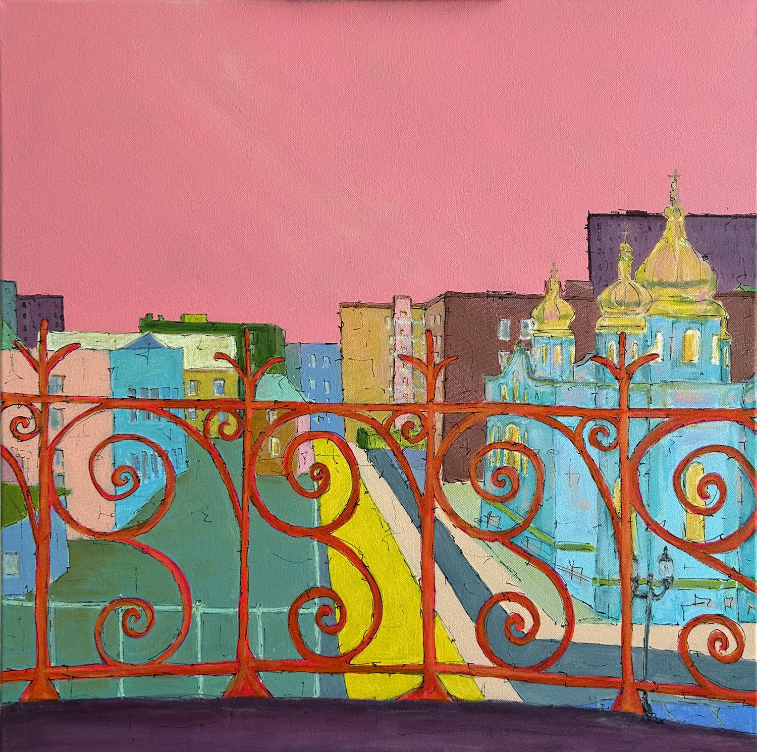 Stepping Out - 2025, Acrylic Paint, Marker, Pastels on Canvas, 24x24