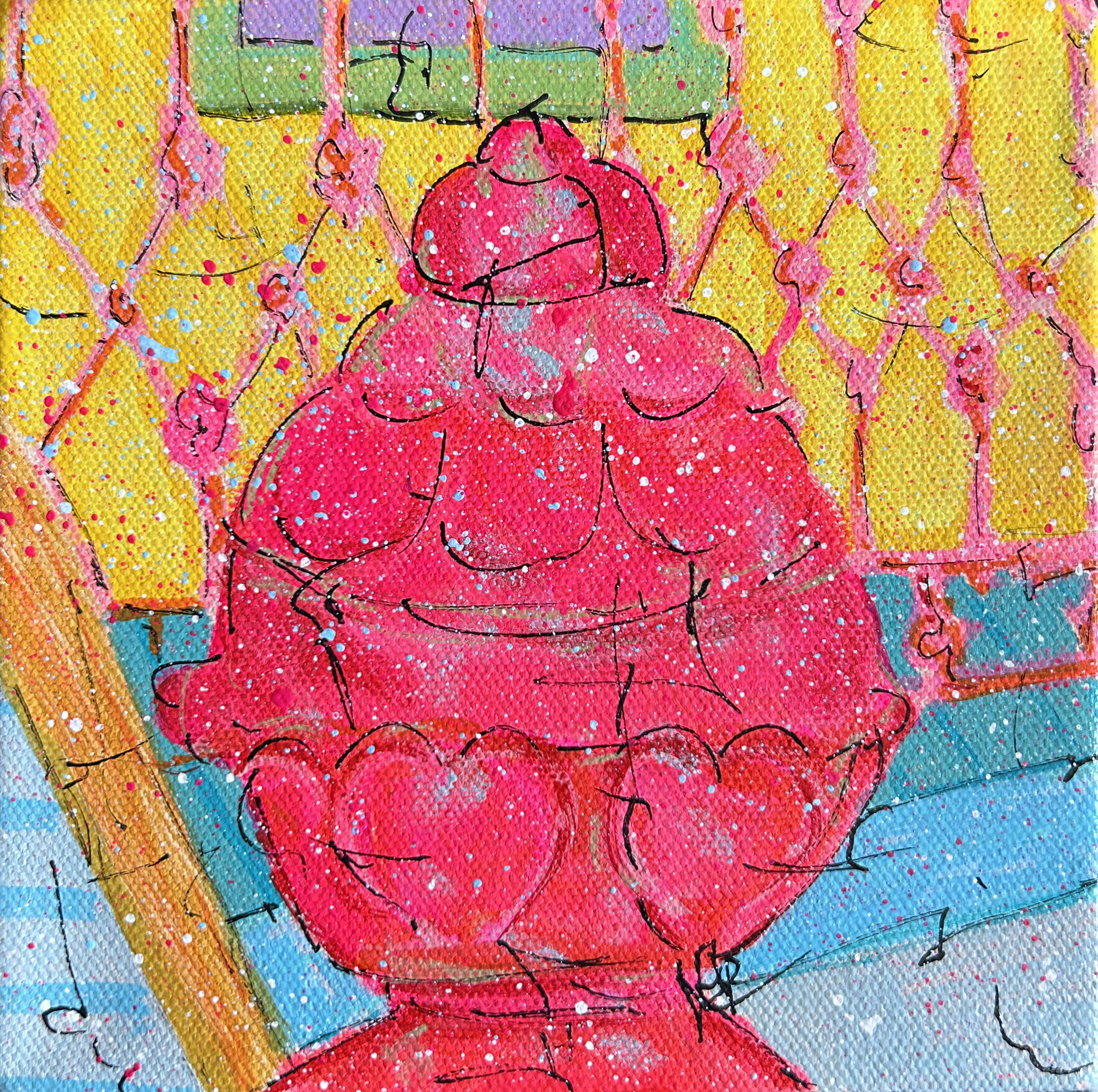 Wanna Piece of Me #9, 2025. Acrylic Paint, Marker on Canvas, 6x6