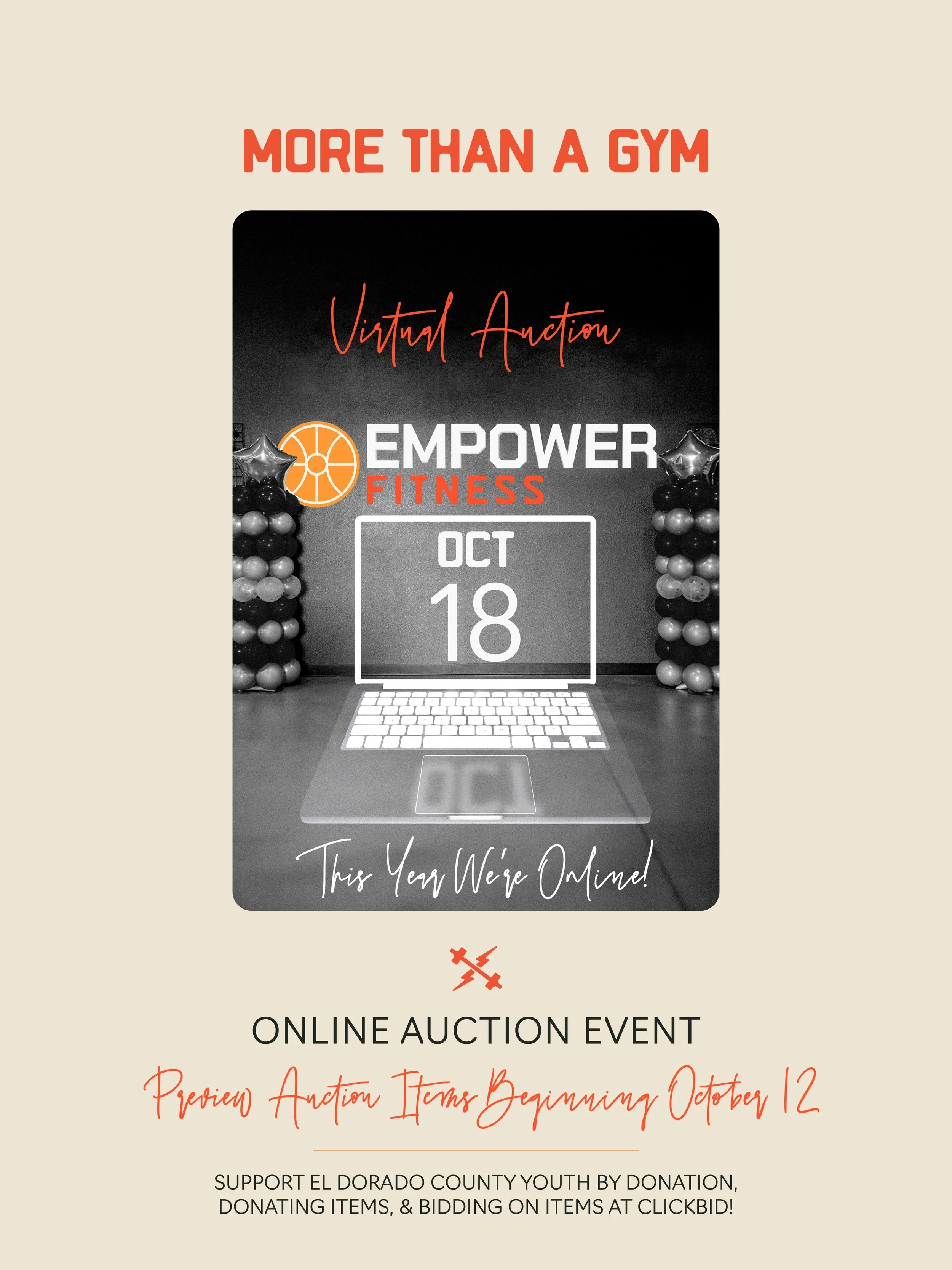 We&rsquo;re making a pivot! 🏀

Our Empower Fitness fundraiser is going online this year, and we couldn&rsquo;t be more excited about it!

Join us October 18 for our Virtual Auction. Preview auction items starting October 12, and bid from wherever yo