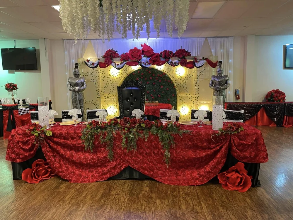 Luxurious themed banquet hall styled by Unique Creations Plus in San Antonio