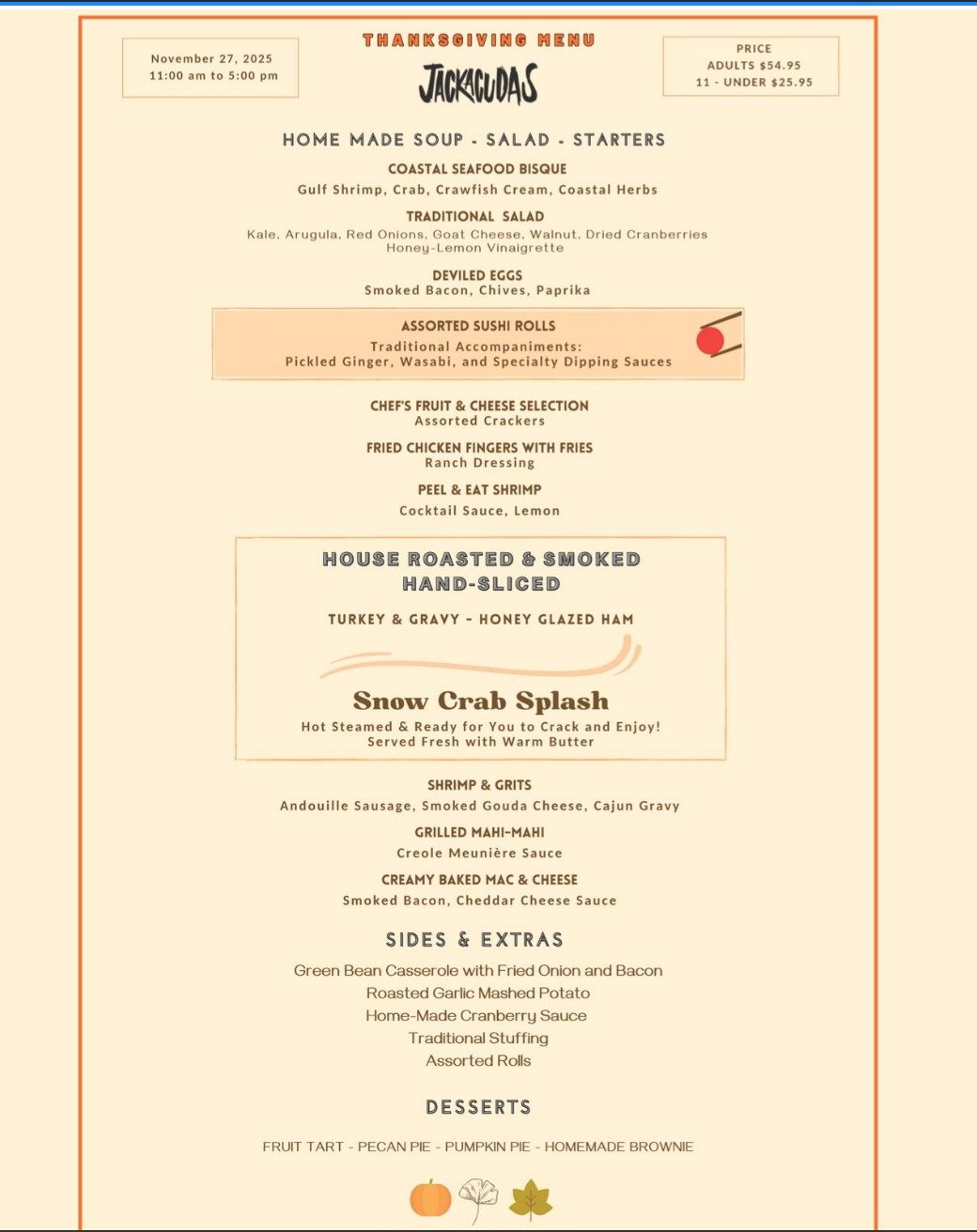 Did you hear? Our Thanksgiving reservations are going quicker than pumpkin spice lattes! 🍁 Make yours now! 💬 📱 (850) 460-2909
#TurkeyTime #BookNow #GobbleGobbleGoGetYourReservation #TurkeyDayReady #MakeThatCall #ThanksgivingCountdown #Thanksgiving