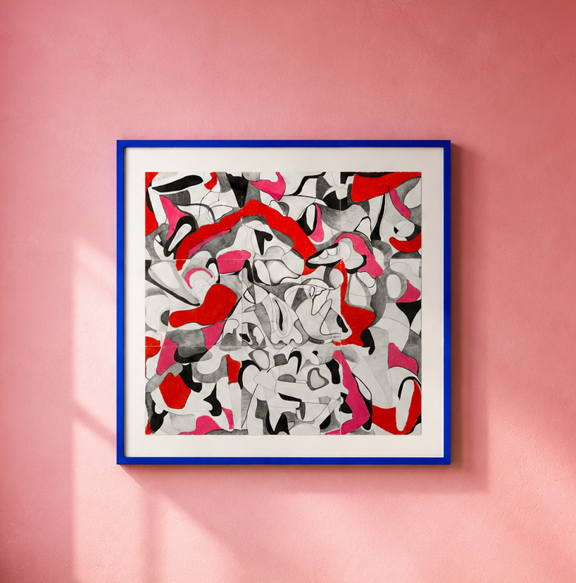 The Adjustment, mixed-media work on paper by Anastasia Shi, 2020