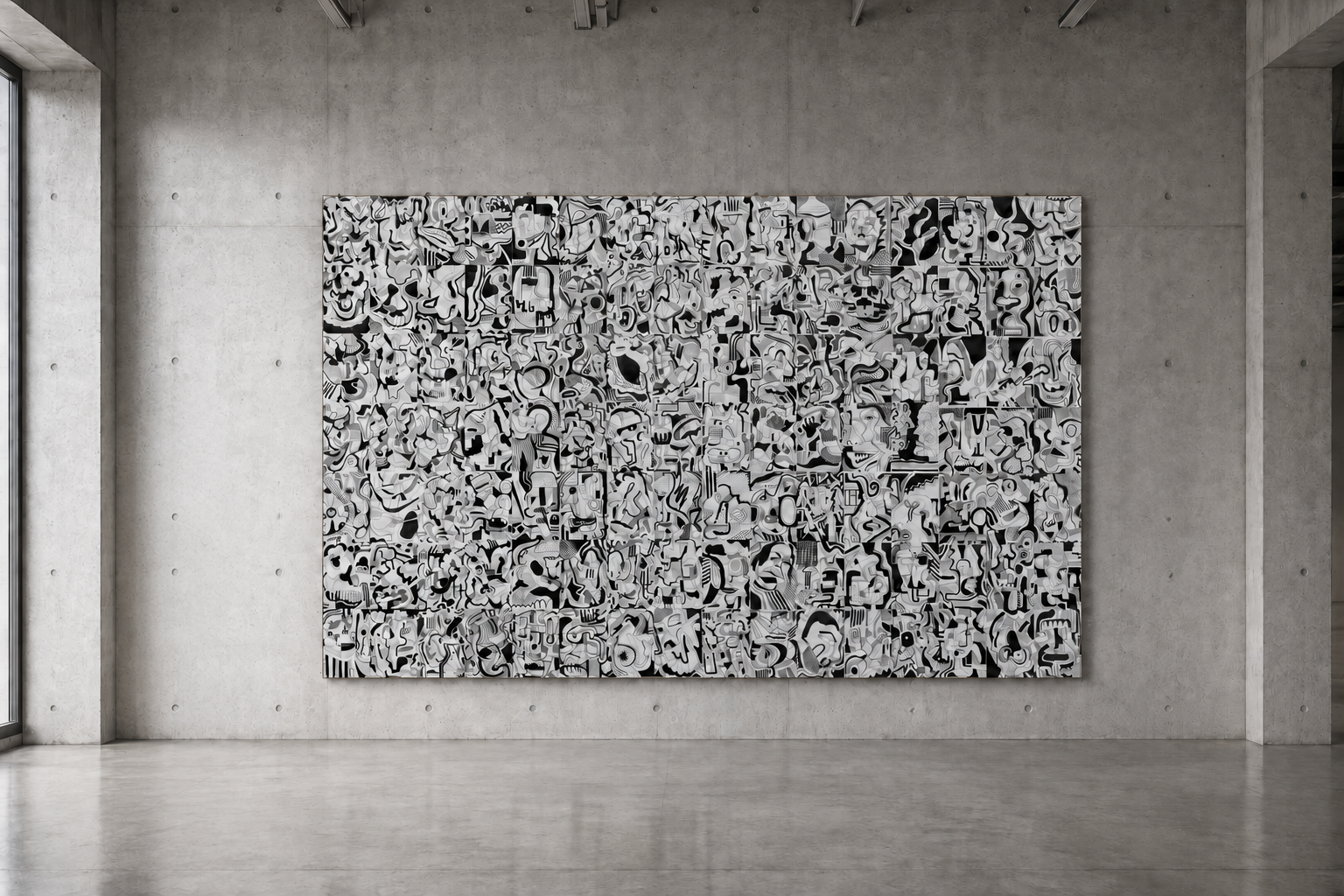 Faces of Isolation, a large-scale mixed-media work on paper by Anastasia Shi, 2020