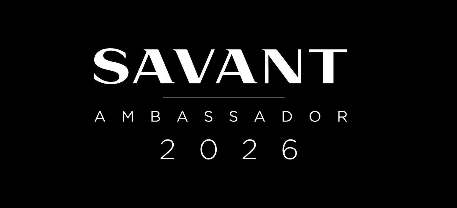 Black background with white text displaying 'SAVANT', 'AMBASSADOR', and '2026'.
