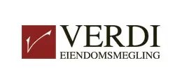 Logo for Verdi Eiendomsmegling, med en rød kvadrat og teksten 'VERDI EIENDOMSMEGLING'