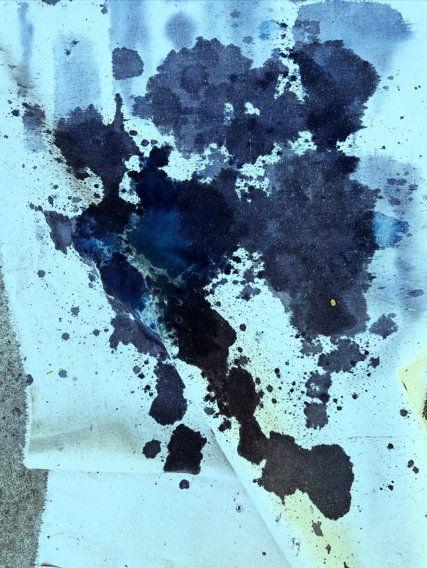 Beautiful drop cloth action in the California sun..#cyanotype#dropcloth #spatter #drips #splotches #canvasart #oneoff#handmade#oneofakind#handcrafted#madewithlove
