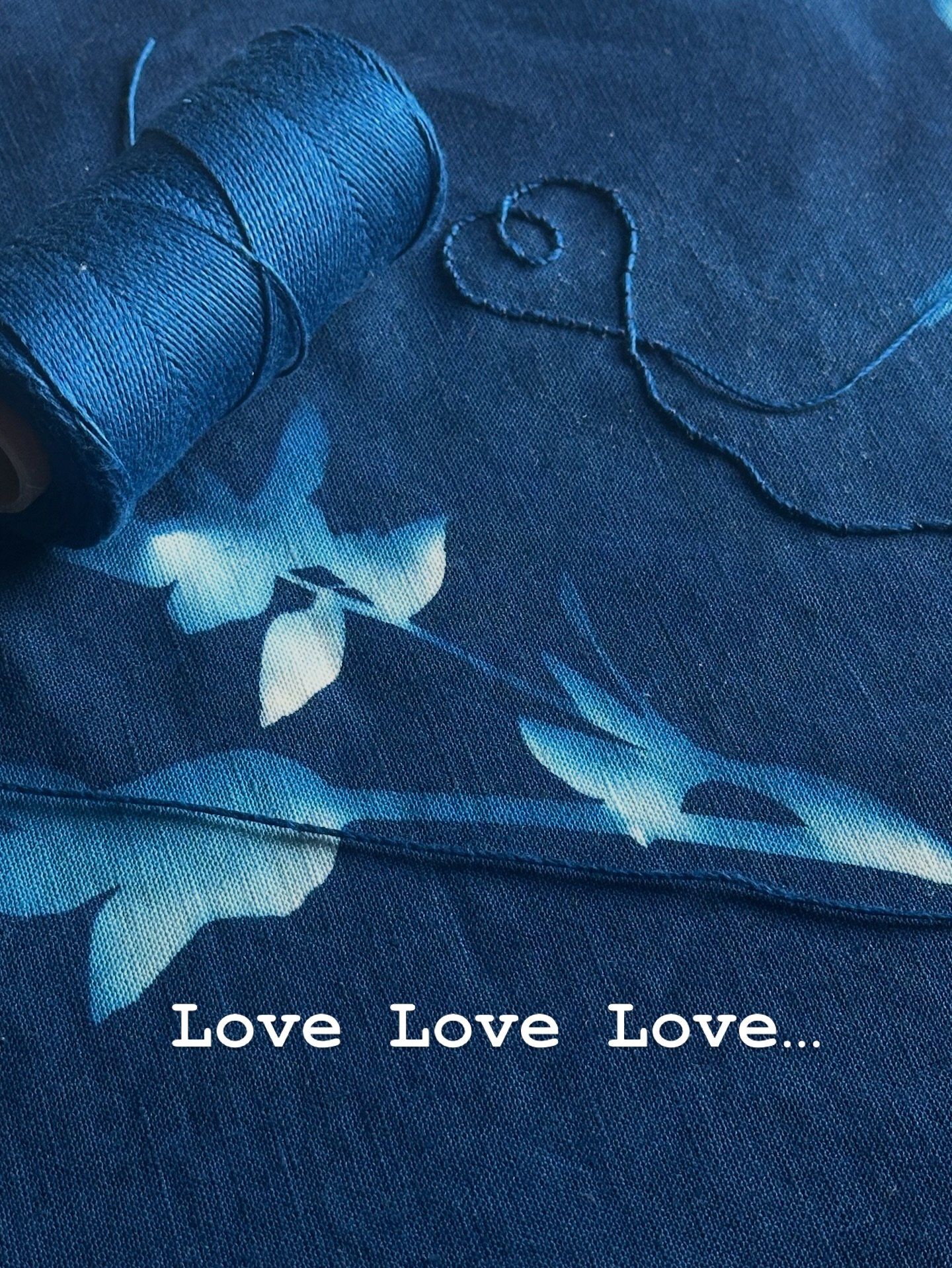 &hellip;it&rsquo;s what there&rsquo;s  just too little of&hellip;#cyanotype#handstitched#madewithlove❤️ #&iacute;ndigo #stringofhearts