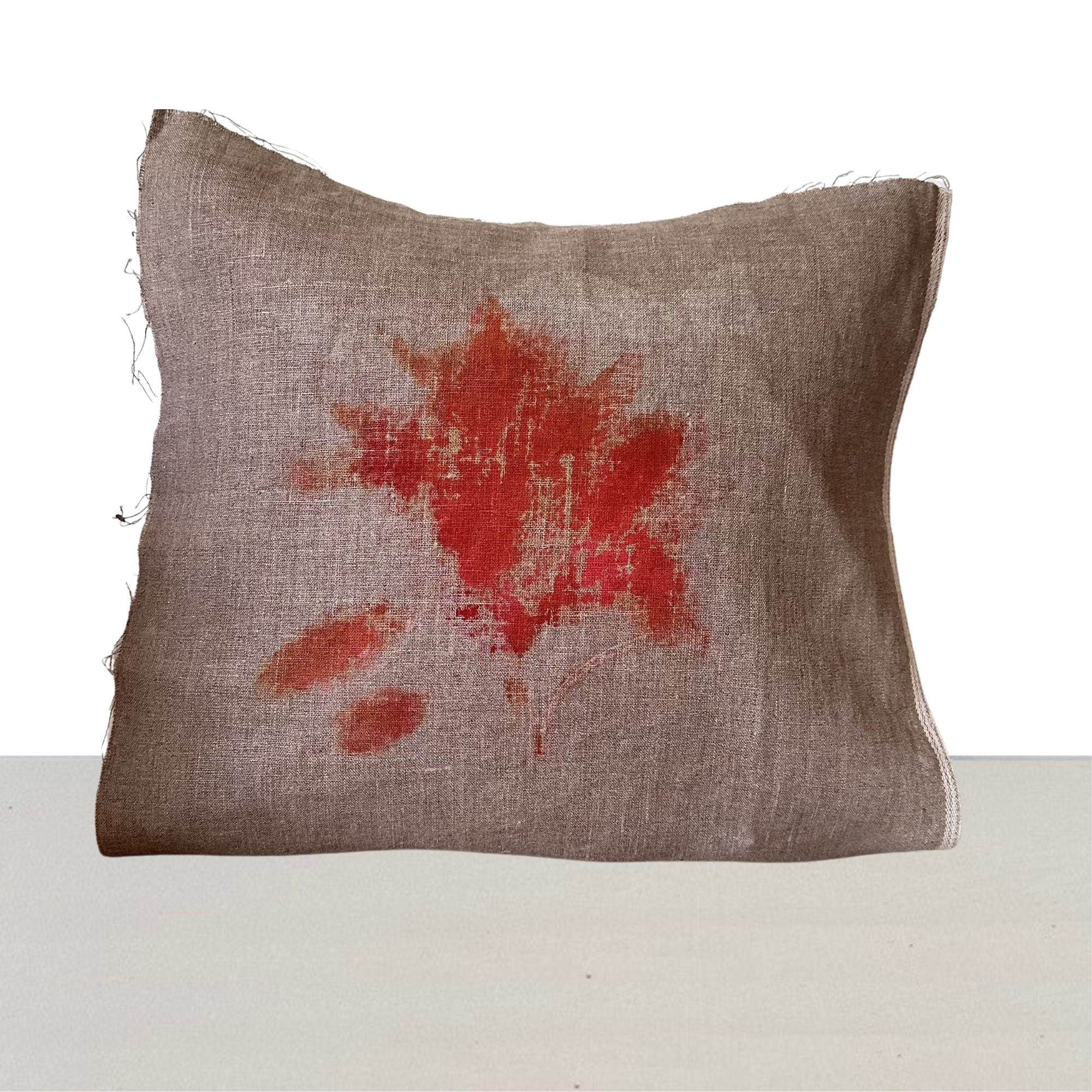 Smudge Flower. 14" x 14" hand painted pillow.
