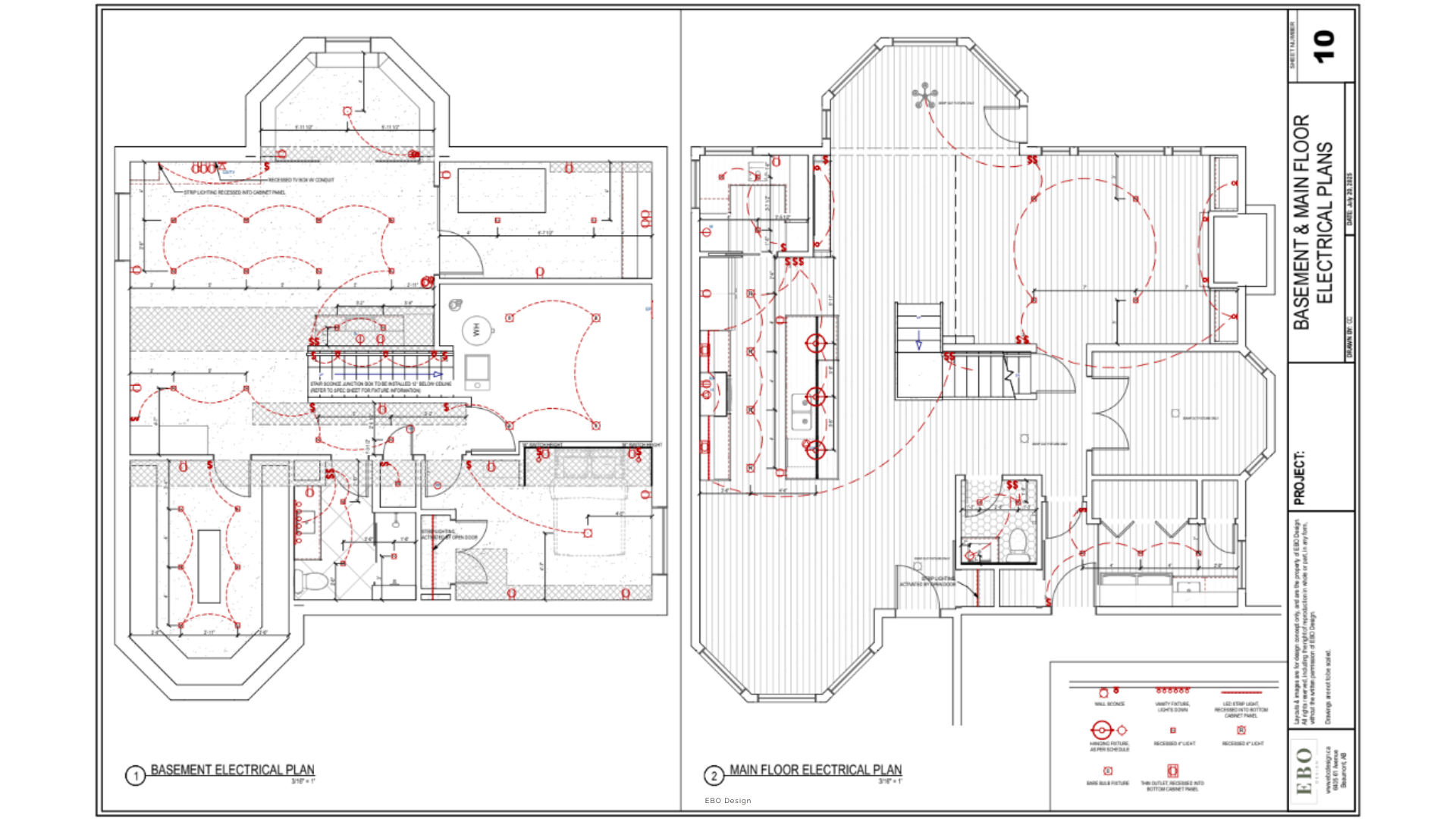 Detailed architectural and electrical floor plans used to budget and plan an Edmonton home renovation.