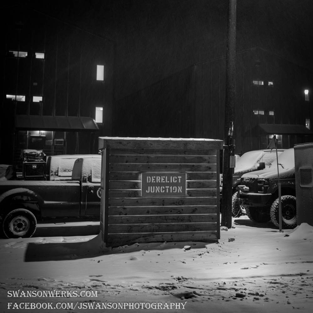 Derelict Junction, Printed on Baryta Satin Fine Art paper w/Styrene backing 20"x20".