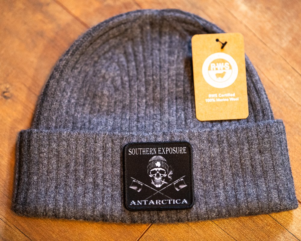 Merino Wool Beanie Grey with Southern Exposure Patch