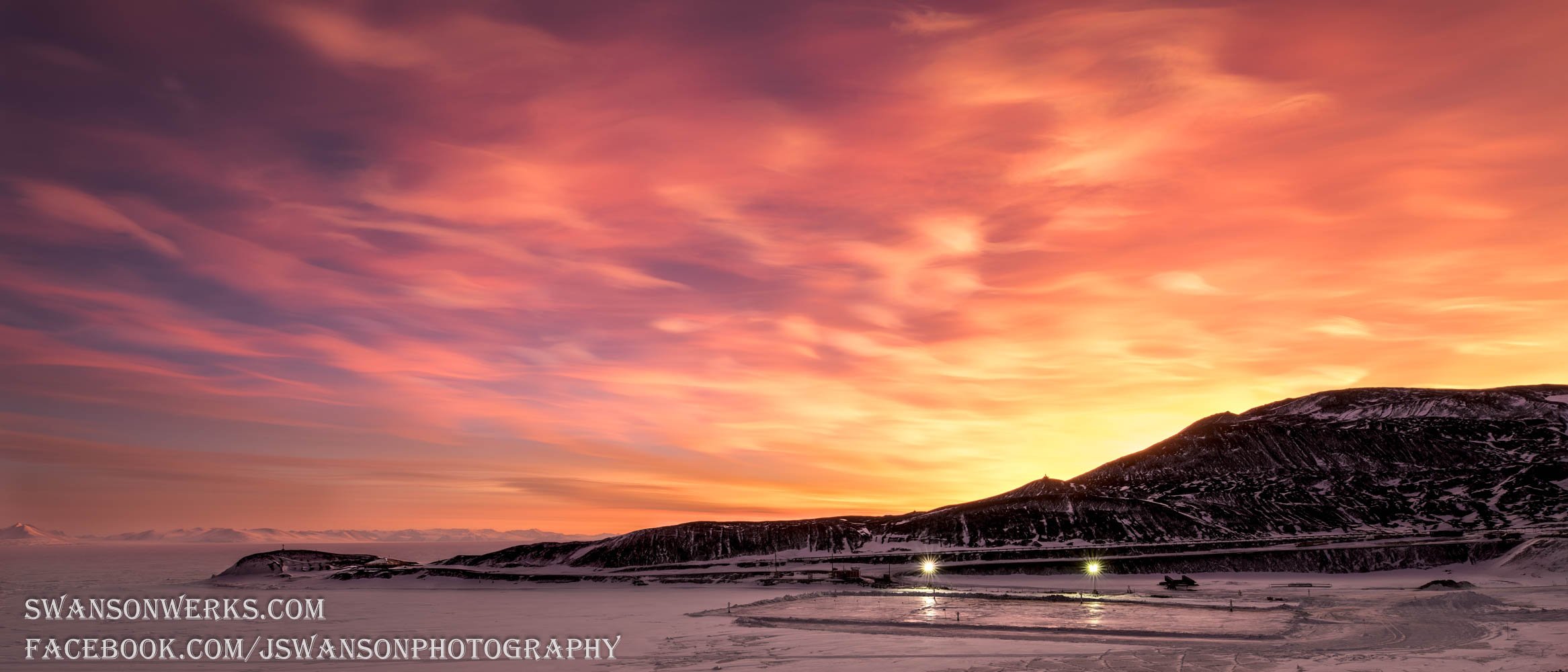 Nacreous sky printed on Baryta Satin fine art paper w/Gatorfoam backing 20'x46.5" .