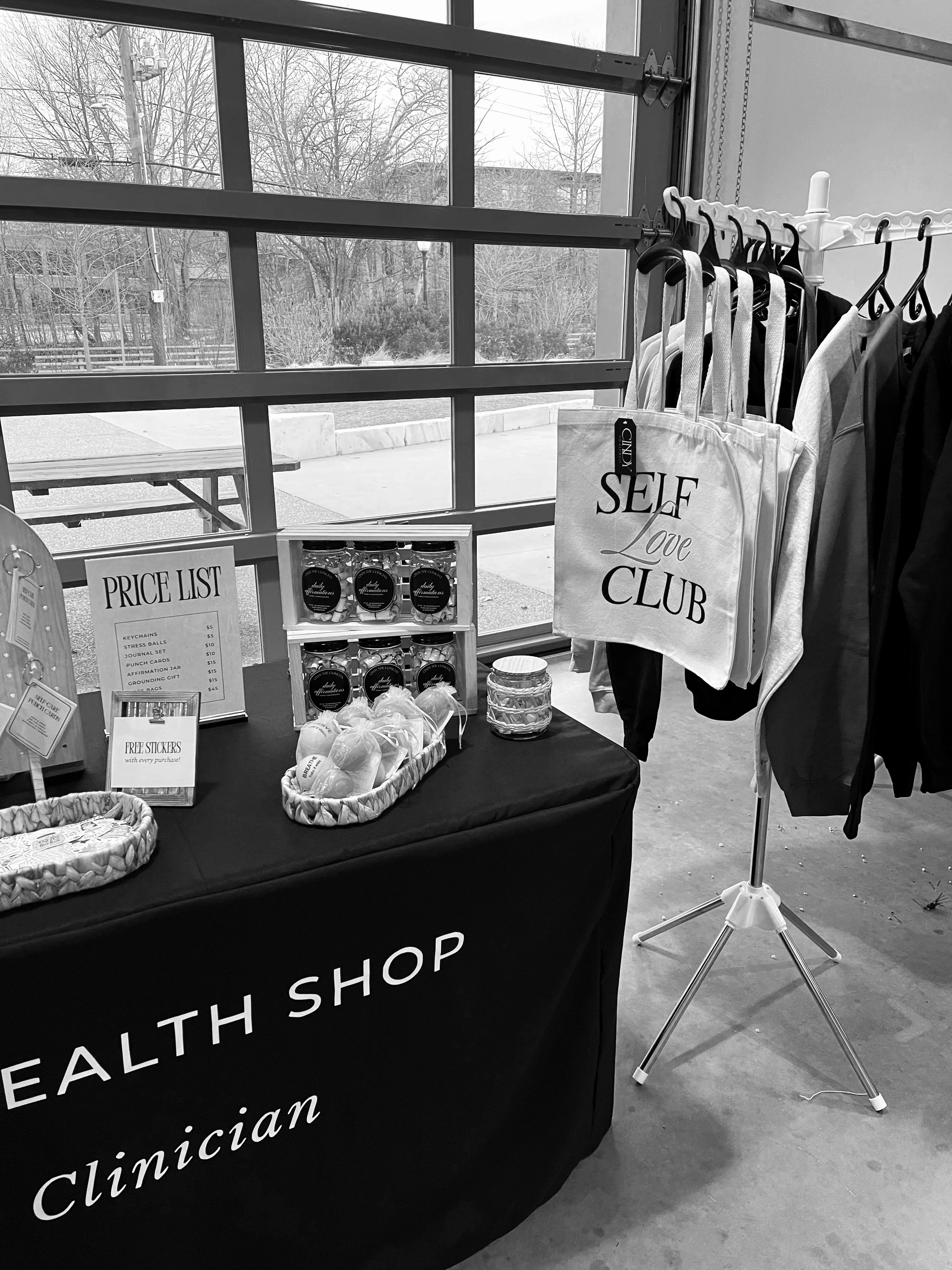 self love club, vendor event, rhode island pop up, the mental health shop, tote bag, mental wellness