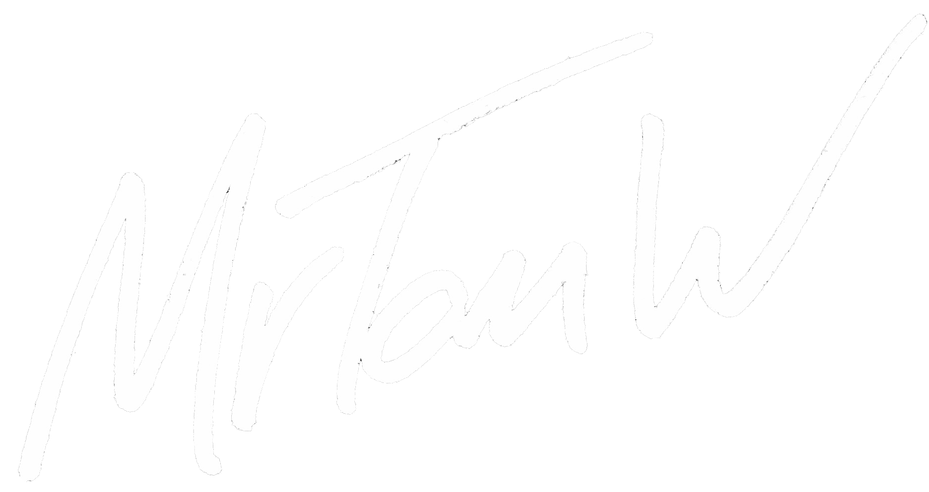 Signature in white cursive writing on black background.