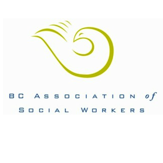 Green logo with a white background. Text content saying BC association of Social workers