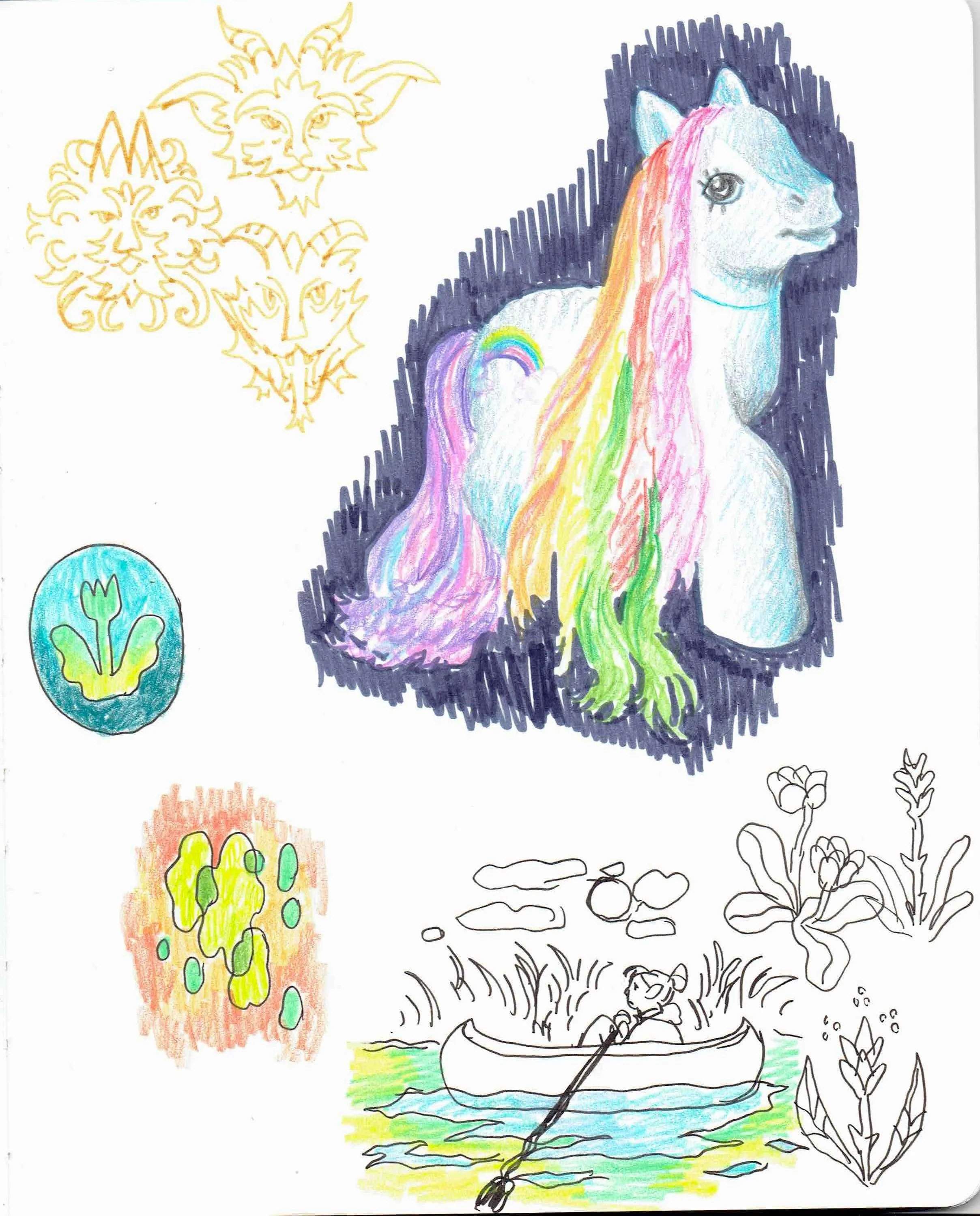 June 2026 sketchbook page. My favorite subjects for observational art are toys and figurines. 